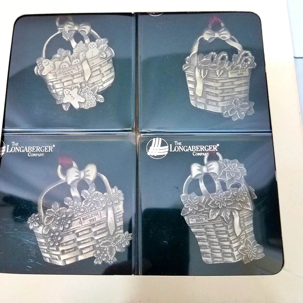 Longaberger Pewter Basket Ornaments 85 86 87 88